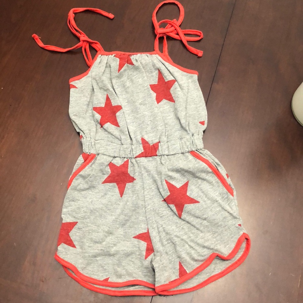 Toddler girl heather red star romper